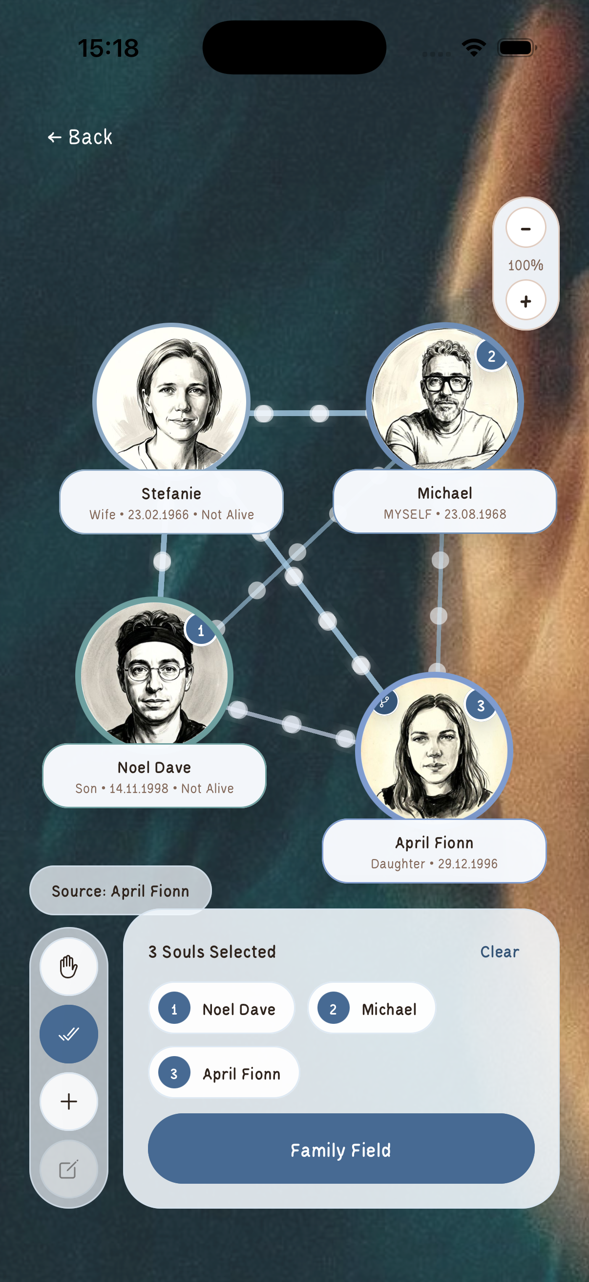 Families Astro family field selection with three family members chosen for one Vedic reading